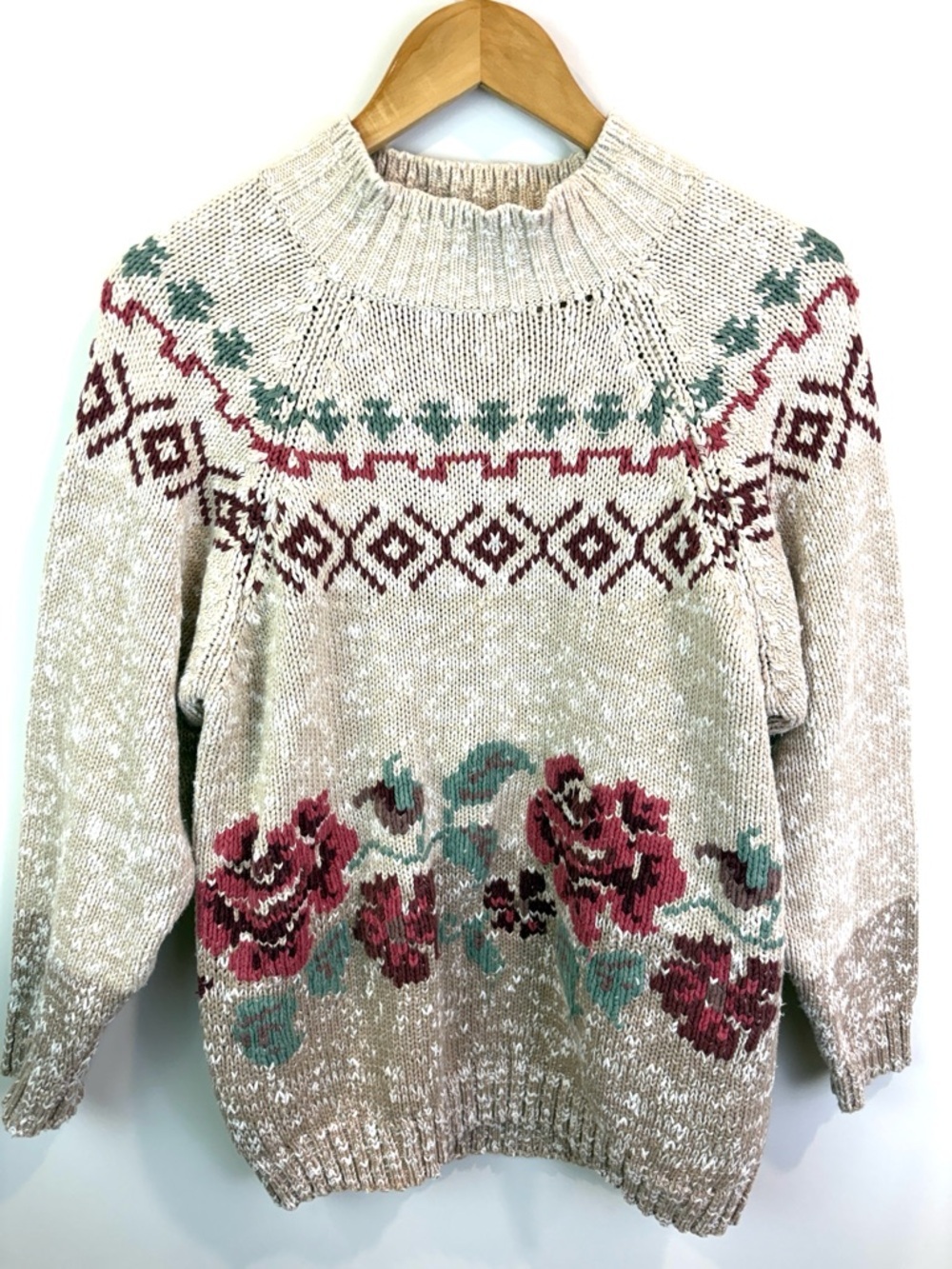 Vintage Eddie Bauer sweater Cream Floral size S